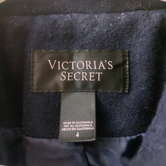 Victoria Secret Navy Six Button Double Breast Trench Coat  Academia Cozy Preppy - Picture 9 of 10